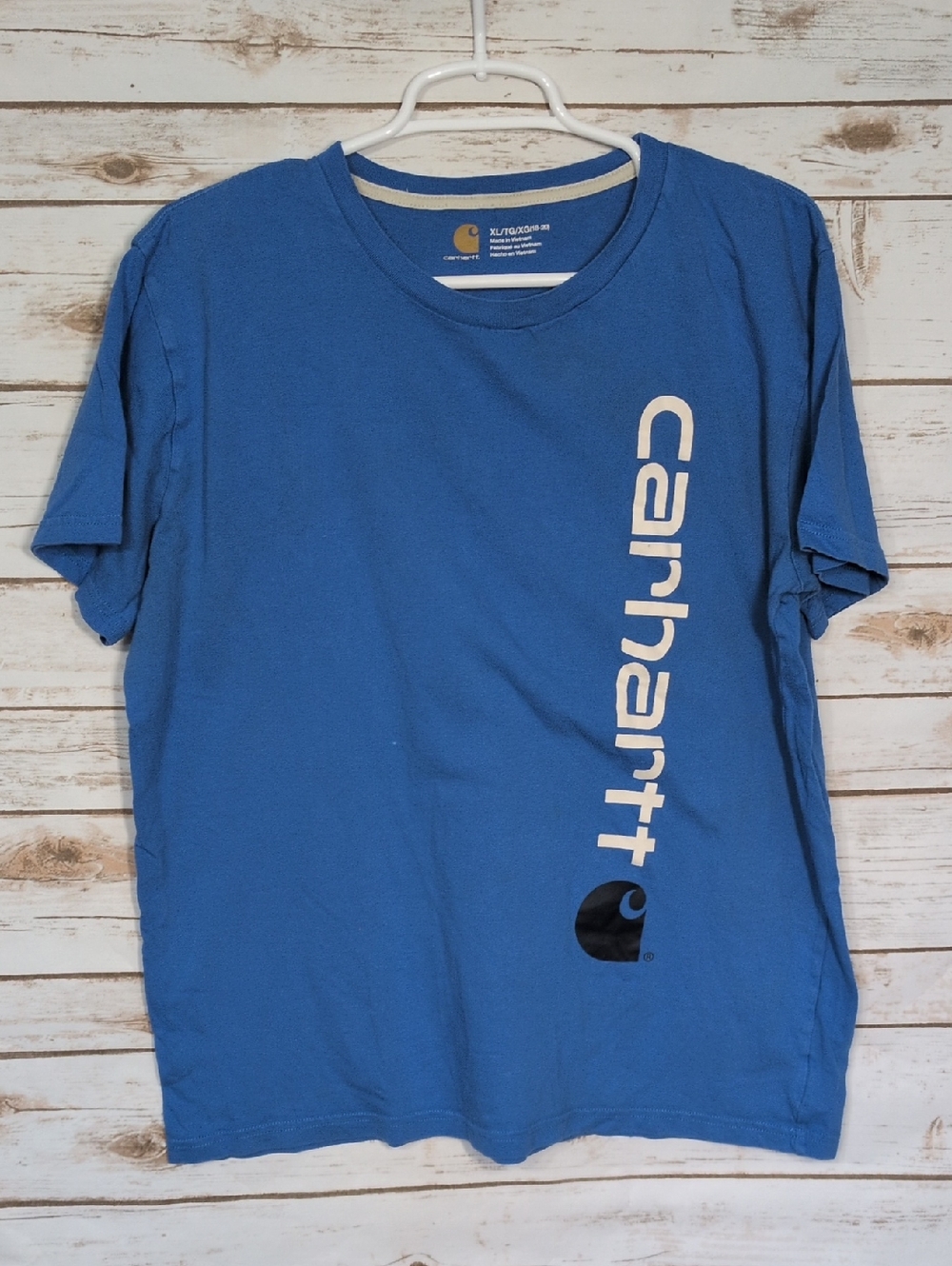 Carhartt Blue Short-Sleeve Vertical Logo Tee